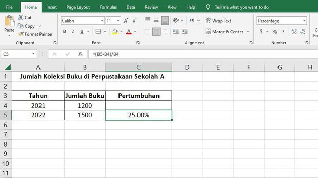 Cara Menghitung Persen Pertumbuhan di Excel