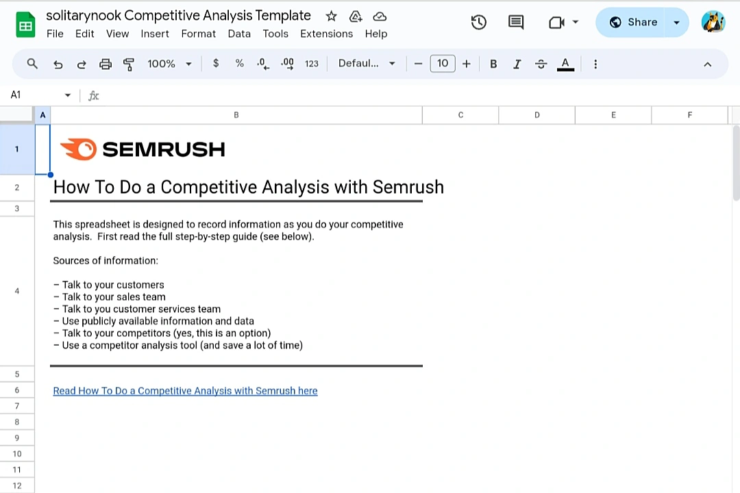 Template Competitor Analysis