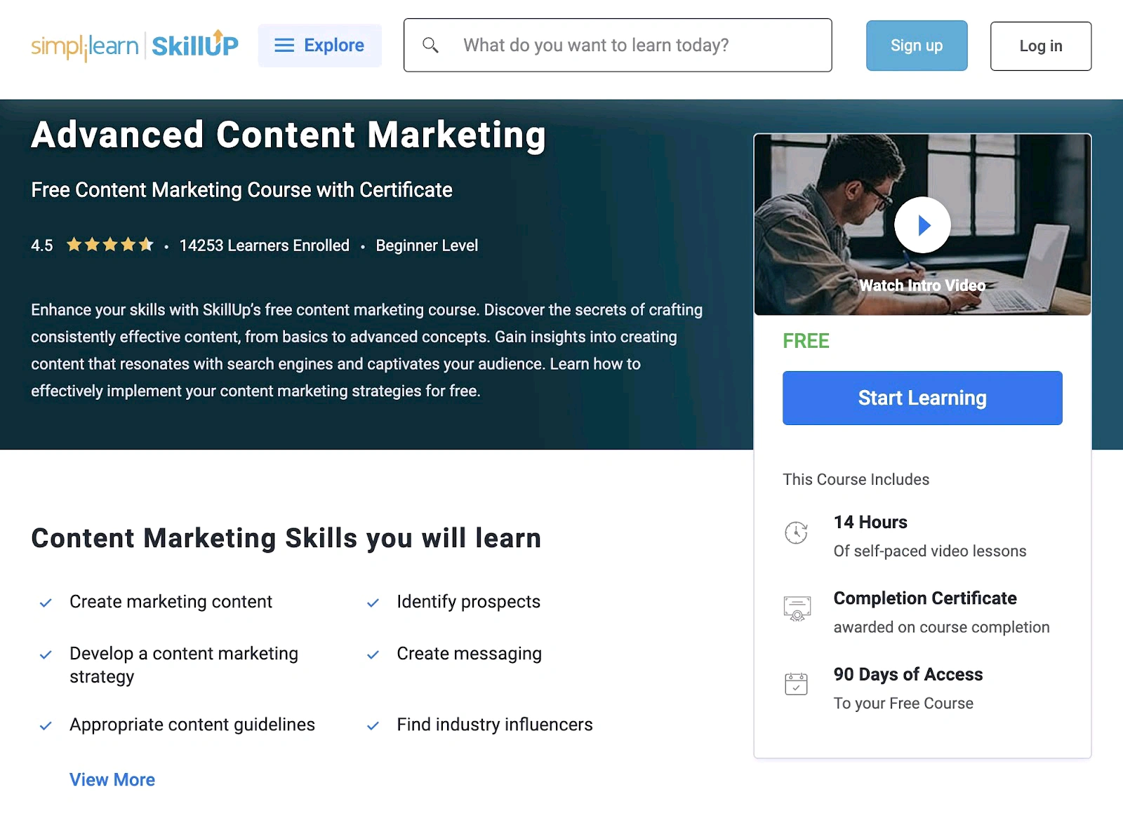 Advanced Content Marketing dari Simplilearn SkillUp