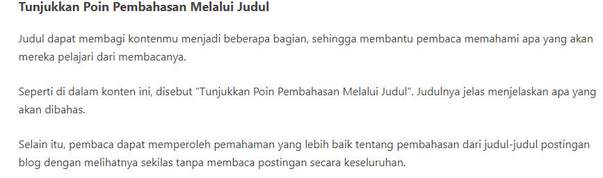 Tunjukkan Poin Pembahasan Melalui Judul