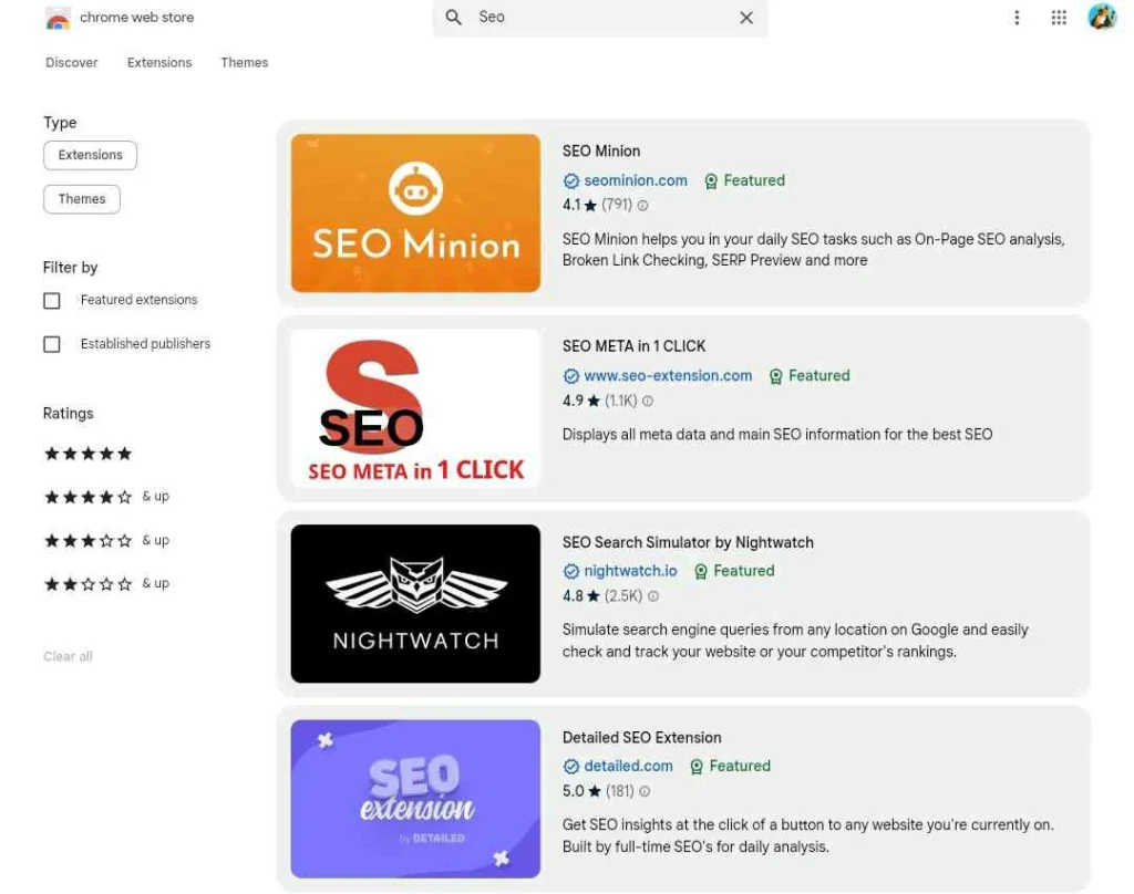 Chrome Extension SEO Gratis dan Berbayar