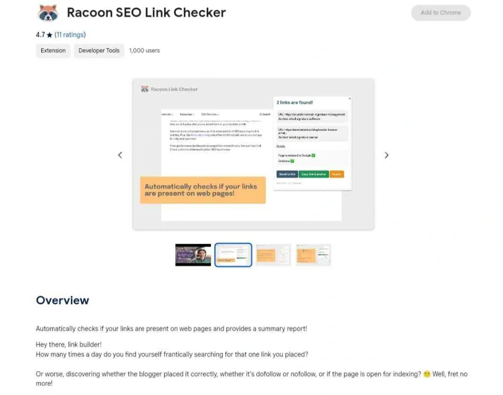 Racoon SEO Link Checker