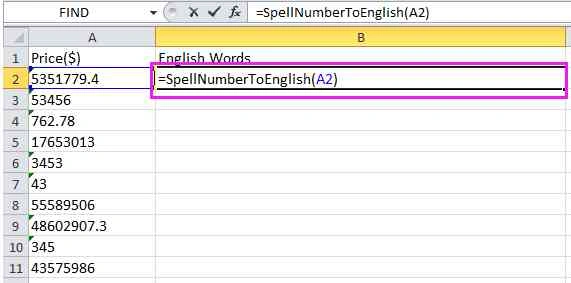 Terbilang Excel untuk Mata Uang dalam Bahasa Inggris Menggunakan VBA