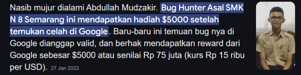 hacker indonesia temukan bug di google.